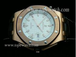 Audemars Piguet_Black Leather Band_Rose Gold Case_White Face_42mm/12mm