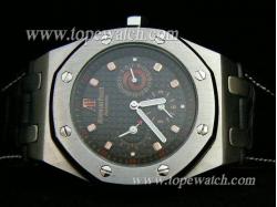 Audemars Piguet_Black Leather Band_SS Case_Black Face_42mm/12mm