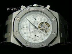 Audemars Piguet_Black Leather Band_SS Case_White Face_42mm/12mm