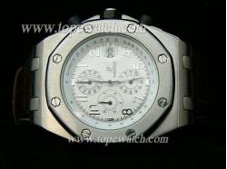 Audemars Piguet_Black Leather Band_SS Case_White Face_42mm