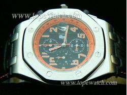 Audemars Piguet_Black Leather Band_Silver Case_Black Face_42mm