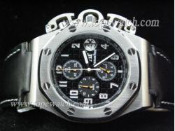 Audemars Piguet_Black Leather Band_Silver Case_Black Face_43mm/12mm_Quartz