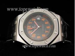 Audemars Piguet_Black Leather Band_Silver Case_Black Face_43mm/14mm