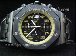 Audemars Piguet_Black Leather Band_Silver Case_Black Face_43mm/14mm