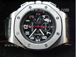 Audemars Piguet_Black Leather Band_Silver Case_Black Face_43mm/15mm_Quartz