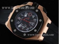 Audemars Piguet_Black Rubber Band_Rose Gold Case_Black Face_45mm/15.5mm_Quartz