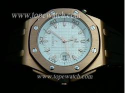 Audemars Piguet_Black Rubber Band_Rose Gold Case_White Face_42mm/12mm