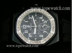 Audemars Piguet_Black Rubber Band_Silver Case_Black Face_42mm/11mm