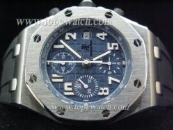 Audemars Piguet_Black Rubber Band_Silver Case_Blue Face_43mm/16mm