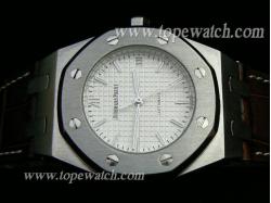 Audemars Piguet_Brown Leather Band_SS Case_White Face_42mm/12mm