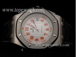 Audemars Piguet_Brown Leather Band_Silver Case_White Face_43mm/14mm