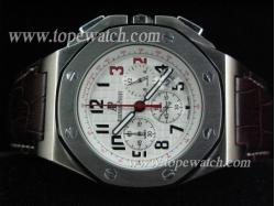 Audemars Piguet_Brown Leather Band_Silver Case_White Face_43mm/16mm_Quartz