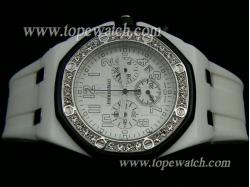 Audemars Piguet_White Rubber Band_Silver Case_White Face_42mm/11mm_Quartz