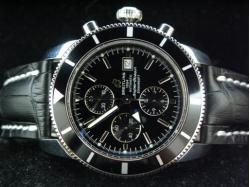 Breitling_Black Leather Band_Black Face_Black Case_46\14mm