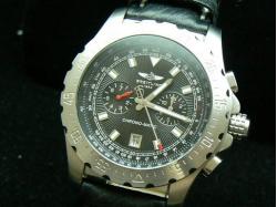 Breitling_Black Leather Band_Black Face_Silver Case_44mm