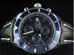 Breitling_Black Leather Band_Blue Face_Blue Case_46\14mm