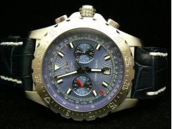 Breitling_Black Leather Band_Blue Face_Silver Case_44mm