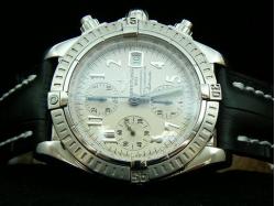 Breitling_Black Leather Band_White Face_Silver Case_42.5mm