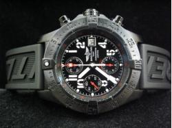 Breitling_Black Rubber  Band_Black Face_Silver Case_48\18mm