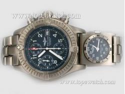 Breitling Chrono Avenger/UTC Chronograph Asia Valjoux 7750 Movement Full Titanium with Dark Blue Dial