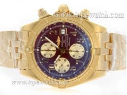 Breitling Chronomat Evolution Chronograph Asia Valjoux 7750 Movement Full Gold with Brown Dial-Number Marking