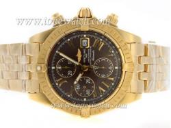 Breitling Chronomat Evolution Chronograph Asia Valjoux 7750 Movement Full Gold with Brown Dial-Roman Marking