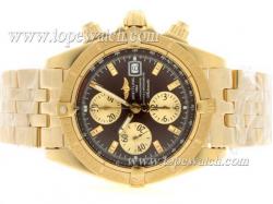 Breitling Chronomat Evolution Chronograph Asia Valjoux 7750 Movement Full Gold with Brown Dial-Stick Marking