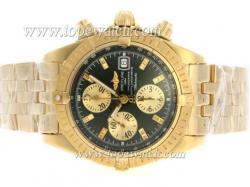 Breitling Chronomat Evolution Chronograph Asia Valjoux 7750 Movement Full Gold with Gray Dial-Stick Marking