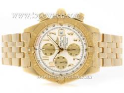 Breitling Chronomat Evolution Chronograph Asia Valjoux 7750 Movement Full Gold with White Dial-Number Marking