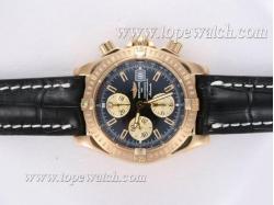 Breitling Chronomat Evolution Chronograph Asia Valjoux 7750 Movement Gold Case with Black Dial