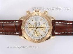 Breitling Chronomat Evolution Chronograph Asia Valjoux 7750 Movement Gold Case with White Dial