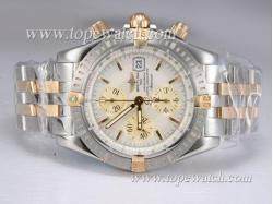 Breitling Chronomat Evolution Chronograph Asia Valjoux 7750 Two Tone with White Dial