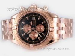 Breitling Chronomat Evolution Working Chronograph Full Rose Gold with Black Dial