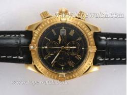 Breitling Chronomat Evolution Working Chronograph Gold Case with Black Dial