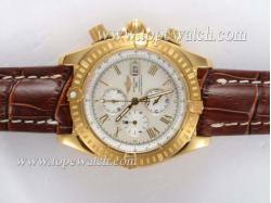 Breitling Chronomat Evolution Working Chronograph Gold Case with White Dial