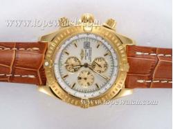 Breitling Chronomat Evolution Working Chronograph Gold Case with White Dial