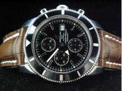 Breitling_Coffee Leather Band_Black Face_Black Case_46\14mm