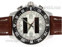 Breitling Emergency Digital Player PVD Bezel with White Dial-Leather Strap