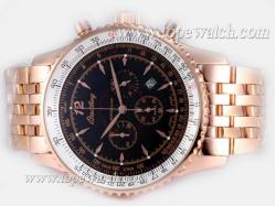 Breitling Montbrillant Working Chronograph Full Rose Gold with Black Dial－New Version 46MM