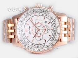 Breitling Montbrillant Working Chronograph Full Rose Gold with White Dial－New Version 46MM