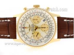 Breitling Navitimer Chronograph Asia Valjoux 7750 Movement Gold Case with White Dial-28800 bph