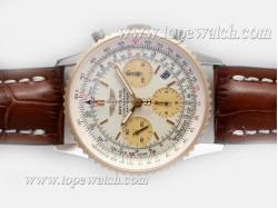 Breitling Navitimer Chronograph Asia Valjoux 7750 Movement Two Tone Case with White Dial