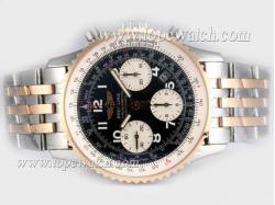 Breitling Navitimer Chronograph Asia Valjoux 7750 Movement Two Tone with Black Dial