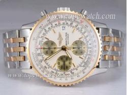 Breitling Navitimer Chronograph Asia Valjoux 7750 Movement Two Tone with White Dial