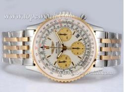 Breitling Navitimer Chronograph Asia Valjoux 7750 Movement Two Tone with White Dial