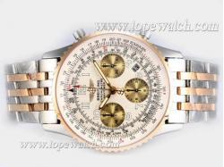 Breitling Navitimer Chronograph Asia Valjoux 7750 Movement Two Tone with White Dial