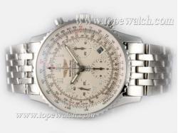 Breitling Navitimer Chronograph Asia Valjoux 7750 Movement  White Dial With Number Marking