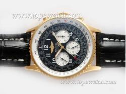 Breitling Navitimer Chronograph Automatic Gold Case with Black Dial-Number Marking