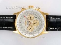 Breitling Navitimer Chronograph Automatic Gold Casing with White Dial