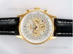 Breitling Navitimer Chronograph Automatic Gold Casing with White Dial